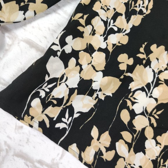 Tres Jolie womens mock neck blouse keyhole back preppy black neutral floral sz L - Picture 8 of 8